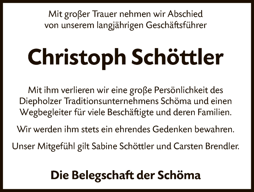  Traueranzeige für Christoph Schöttler vom 07.02.2026 aus SYKS