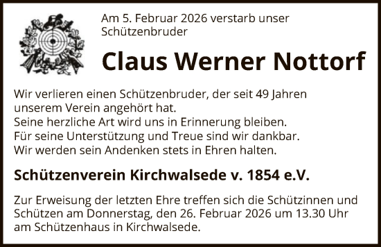 Traueranzeige von Claus Werner Nottorf von SYKR