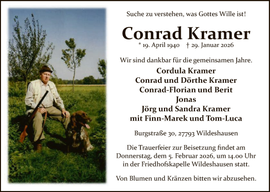 Traueranzeige von Conrad Kramer von SYWZ