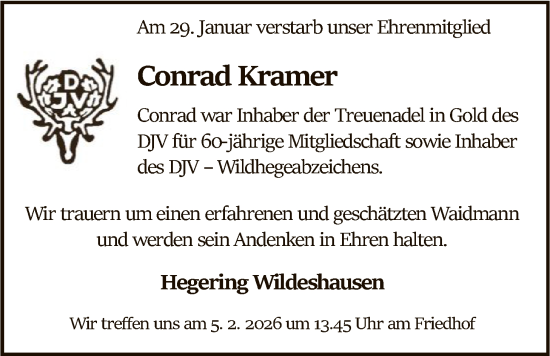 Traueranzeige von Conrad Kramer von SYWZ