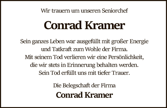 Traueranzeige von Conrad Kramer von SYWZ