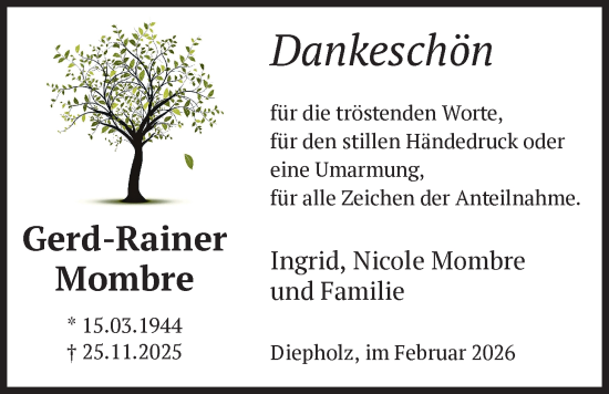 Traueranzeige von Gerd-Rainer Mombre 