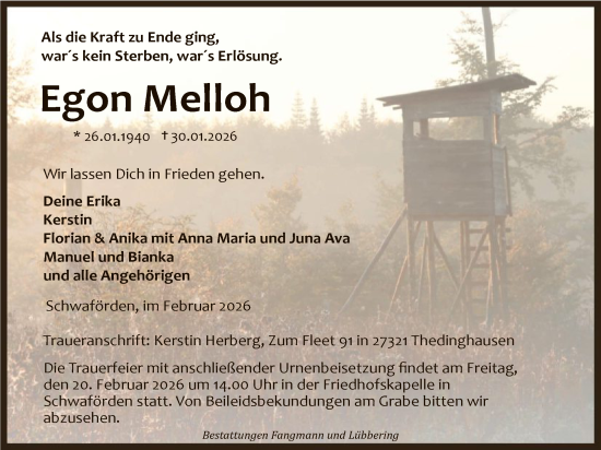 Traueranzeige von Egon Melloh von SYKS