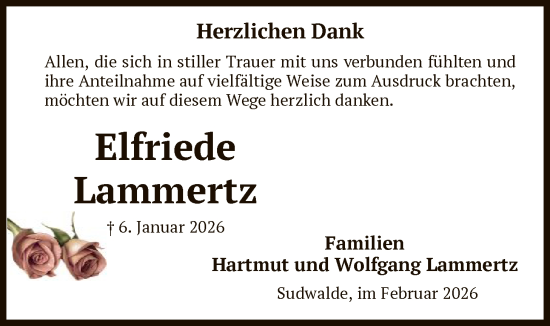 Traueranzeige von Elfriede Lammertz von SYKSSYKS
