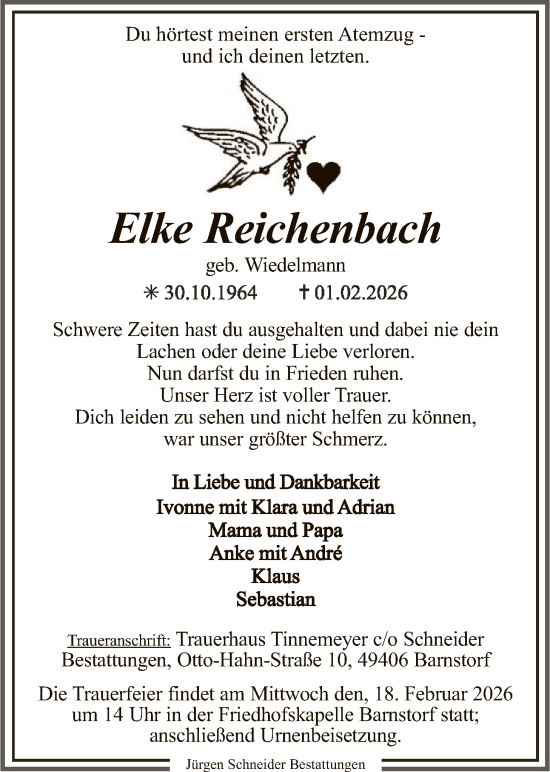 Traueranzeige von Elke Reichenbach von SYKS