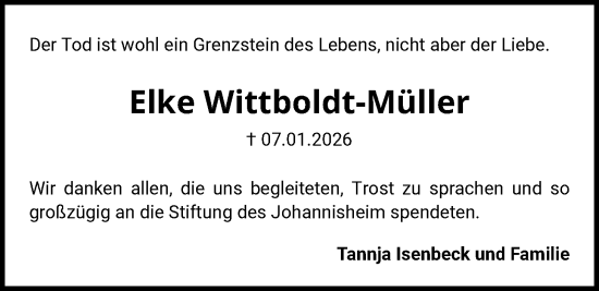 Traueranzeige von Elke Wittboldt-Müller von SYKS