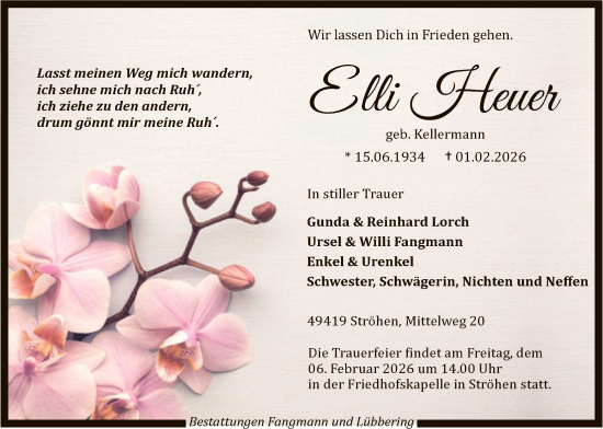 Traueranzeige von Elli Heuer von SYKS