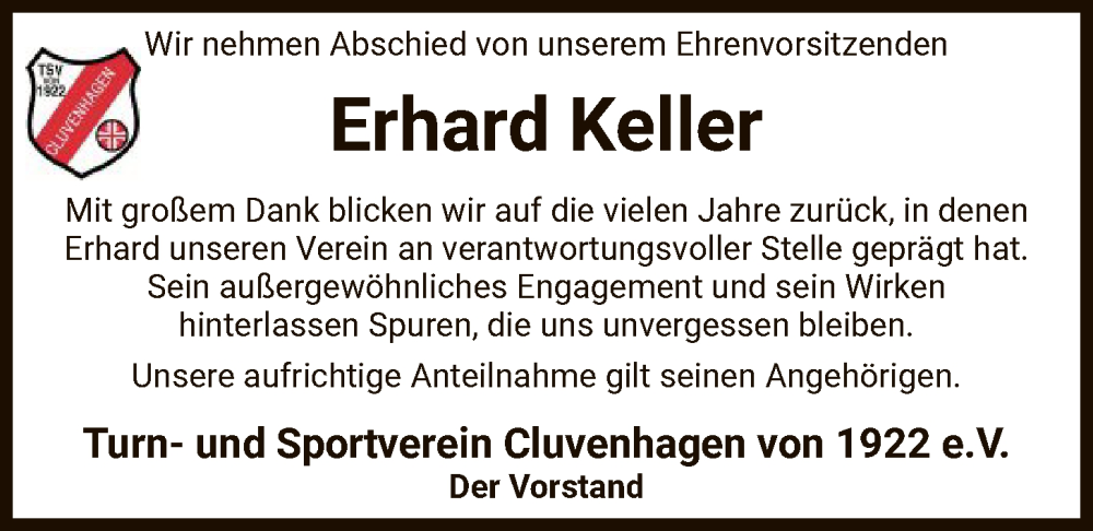  Traueranzeige für Erhard Keller vom 03.02.2026 aus SYKS