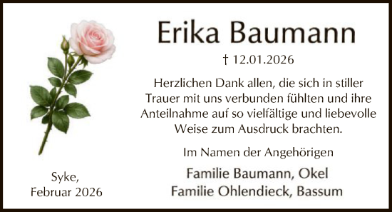 Traueranzeige von Erika Baumann von SYKS