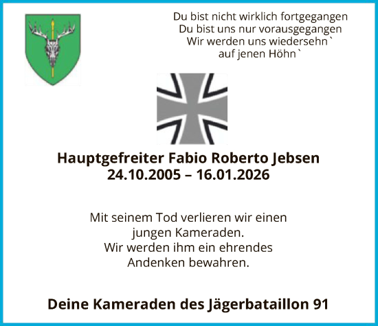 Traueranzeige von Fabio Roberto Jebsen von SYKR