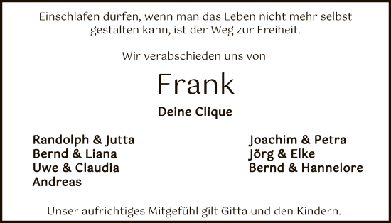 Traueranzeige von Frank Timke von SYKS