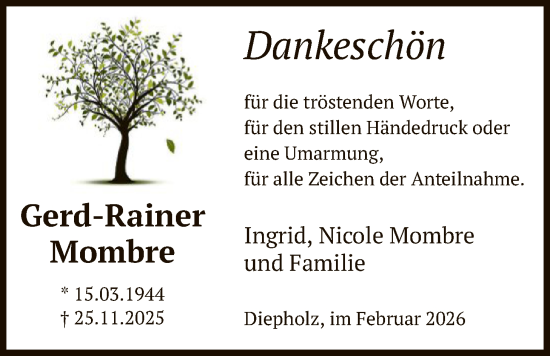 Traueranzeige von Gerd-Rainer Mombre von SYKS