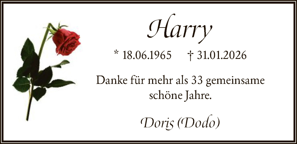  Traueranzeige für Harald Gödecke vom 07.02.2026 aus SYKR