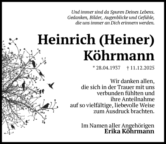 Traueranzeige von Heinrich Köhrmann von SYKS