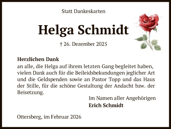 Traueranzeige von Helga Schmidt von SYKR