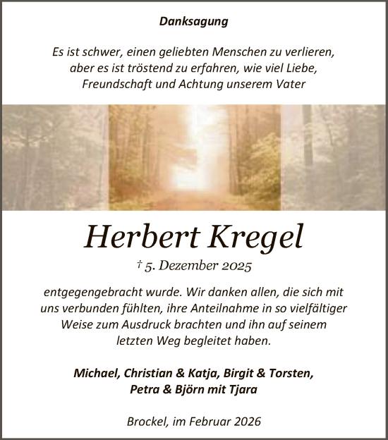 Traueranzeige von Herbert Kregel von SYKR