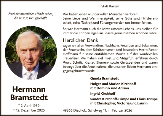 Traueranzeige von Hermann Bramstedt von SYKS