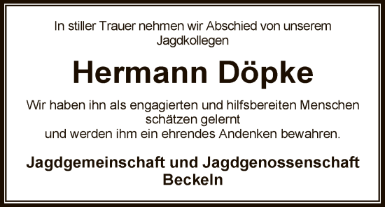 Traueranzeige von Hermann Döpke von SYKSSYWZ