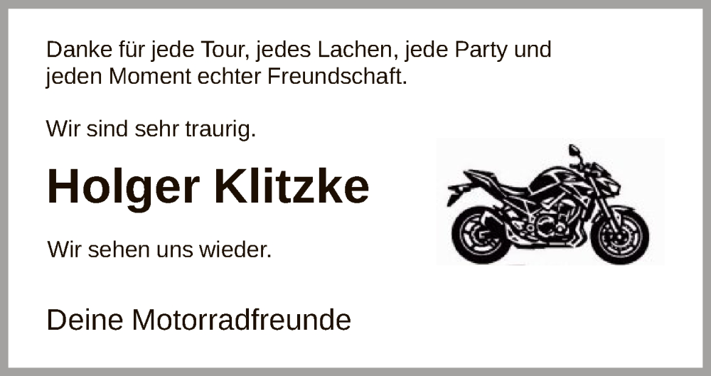  Traueranzeige für Holger Klitzke vom 07.02.2026 aus SYKS