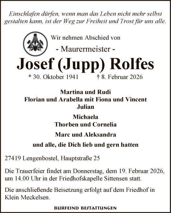 Traueranzeige von Josef Rolfes von SYKR