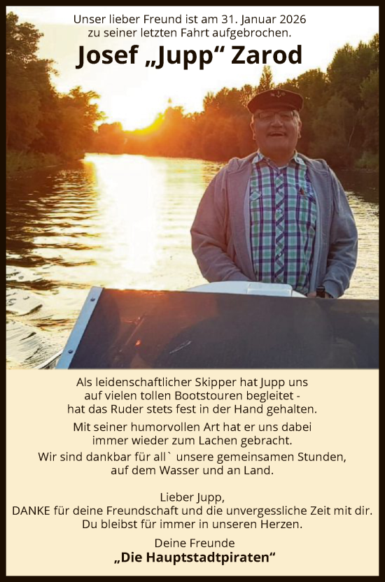 Traueranzeige von Josef Zarod von SYKS