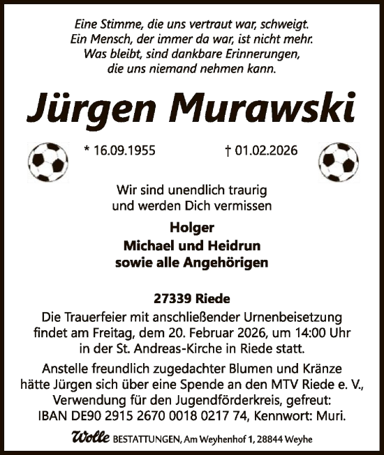 Traueranzeige von Jürgen Murawski von SYKS