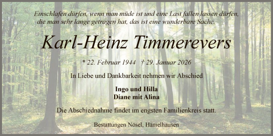 Traueranzeige von Karl-Heinz Timmerevers von SYKS