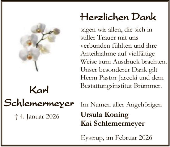 Traueranzeige von Karl Schlemermeyer von SYKS