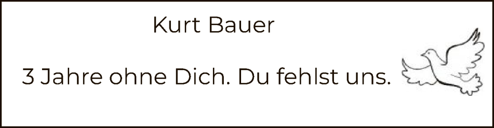  Traueranzeige für Kurt Bauer vom 02.02.2026 aus SYKS
