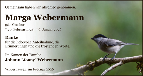 Traueranzeige von Marga Webermann von SYWZ