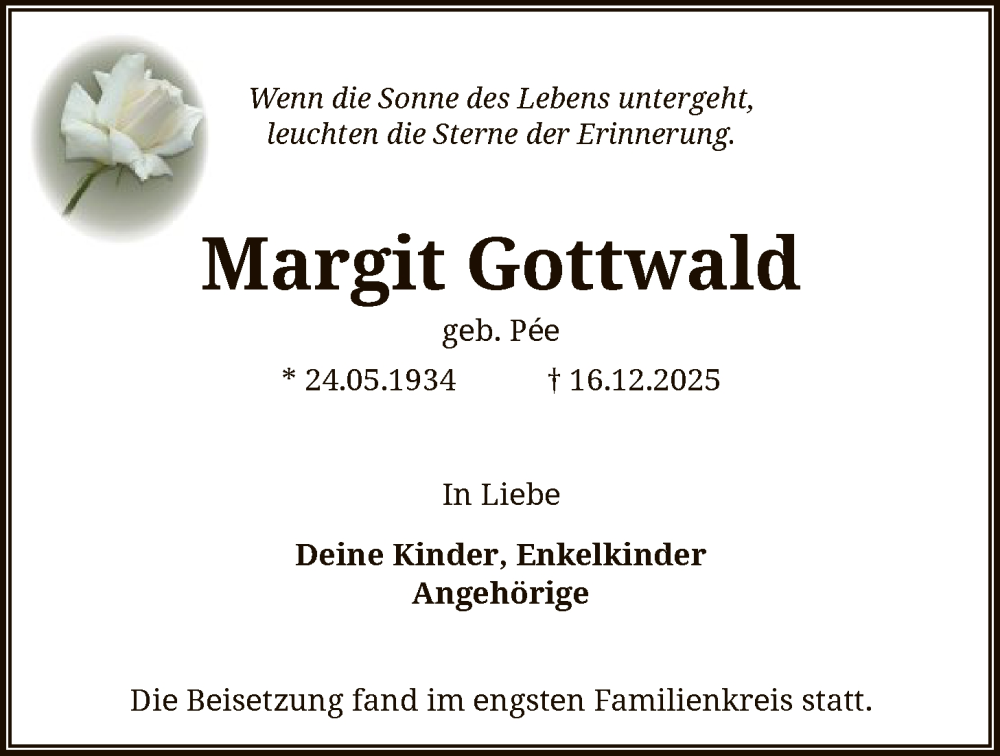  Traueranzeige für Margit Gottwald vom 14.02.2026 aus SYKS