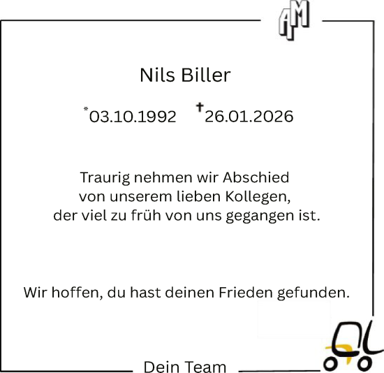 Traueranzeige von Nils Biller von SYKS