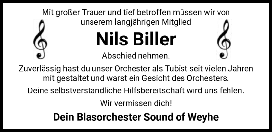 Traueranzeige von Nils Biller von SYKS