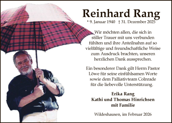 Traueranzeige von Reinhard Rang von SYWZ