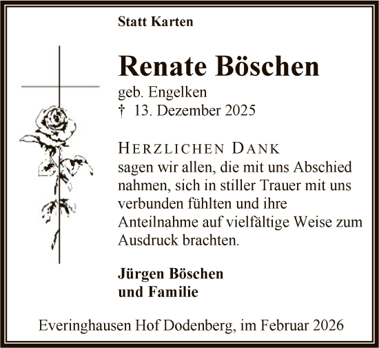 Traueranzeige von Renate Böschen von SYKR