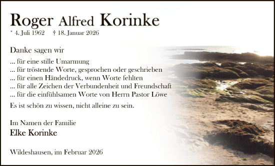 Traueranzeige von Roger Alfred Korinke von SYWZ