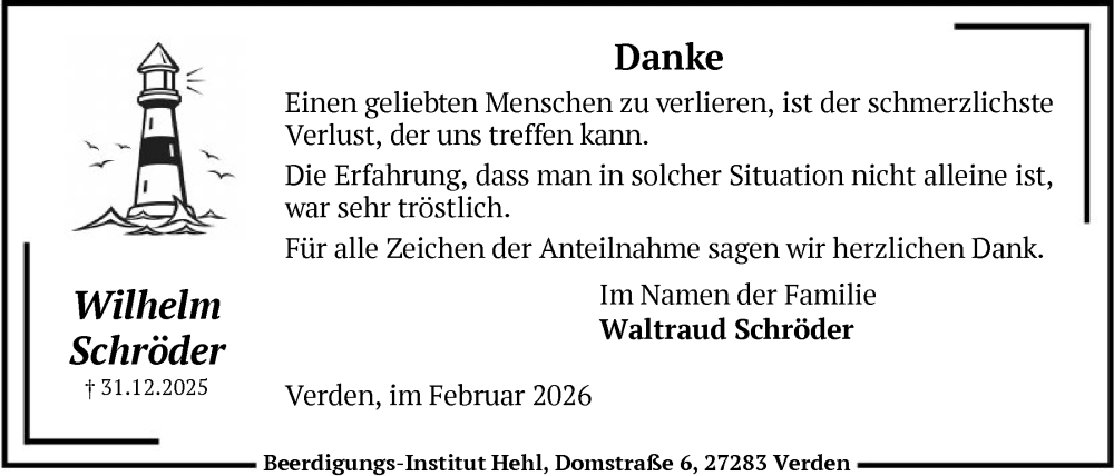 Traueranzeige für Waltraud Schröder vom 07.02.2026 aus SYKS