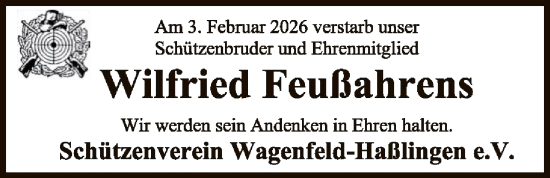 Traueranzeige von Wilfried Feußahrens von SYKS